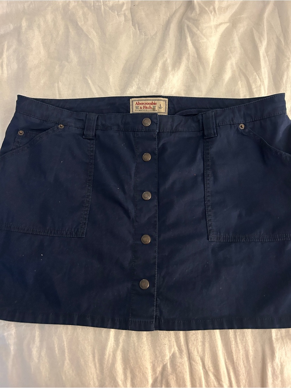 Abercrombie & Fitch Navy Button-Front Mini Skirt